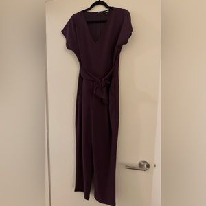 Express V-Neck Tie Waist Jumpsuit - Purple
